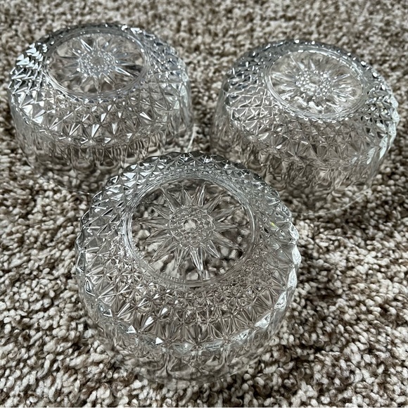3 Vintage Arcoroc France Crystal Glass Bowls - Picture 3 of 5
